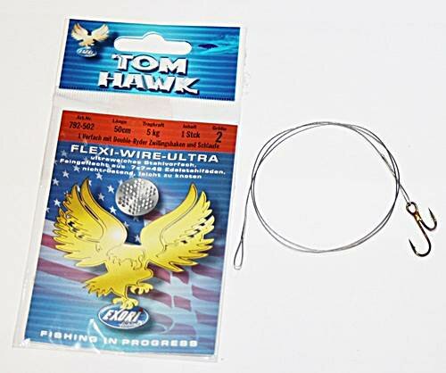 Exori Tom Hawk Flexi-Wire-Ultra Gr.2 5kg 50cm mit Ryderhaken und Schlaufe 1 Stück