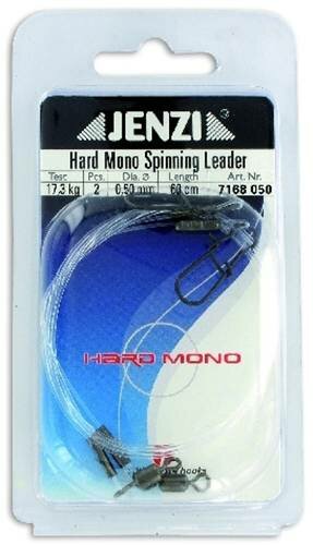 Jenzi Hard Mono Spinnvorfach 0,50mm 17,3kg mit Wirbel und Karabiner