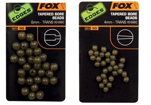 FOX Edges Tapered Bore Beads Trans Khaki 6mm