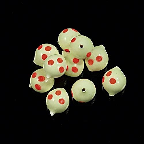 Jenzi Orginal Cork`y 10mm Farbe: fluo/rot gepunktet 5 Stück