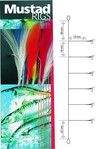 Mustad Meeresvorfach Coloured Mackerel Feather Trace T7