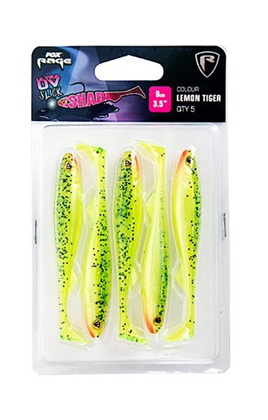 Fox Slick Shad Ultra UV Pack 9cm Lemon Tiger