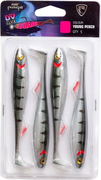 Fox Rage Slick Shad 5er Pack 7cm 2,75" UV young perch