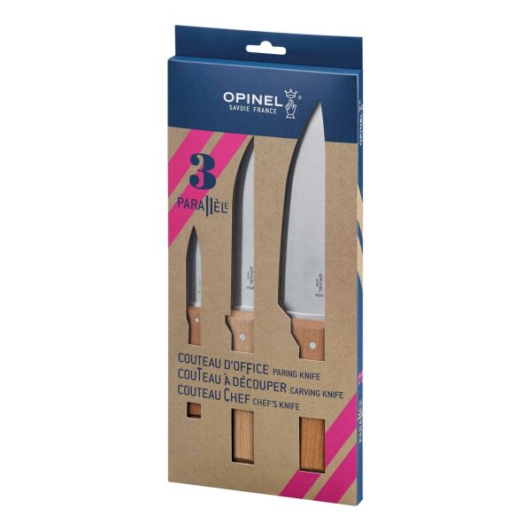 Opinel Parallele Kochmesserset, 3 Messer