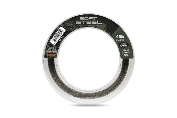 Fox Soft steel Fleck camo Leader 45lb 100m