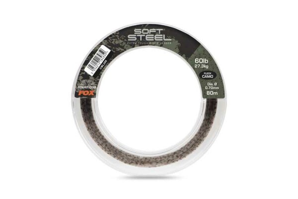 Fox Soft steel Fleck camo Leader 60lb 100m