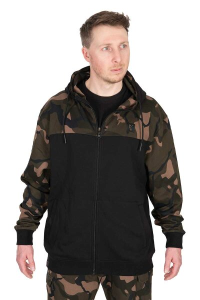 Fox LW BLack / Camo Split Zip Hoody Large